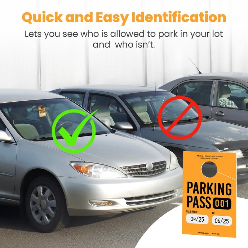 MESS Parking Permit Hang Tag (001-500 Numbered) - Car Pass Hangtags for Parking Lot - Temporary Tags for Rear View Mirror, Windshield 3x5 (Orange) - Image 3